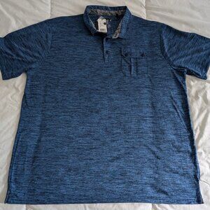 NXT Men’s 2X Polo Shirt – Blue Heathered Stretch, Anti-Pilling, Easy Care NWT